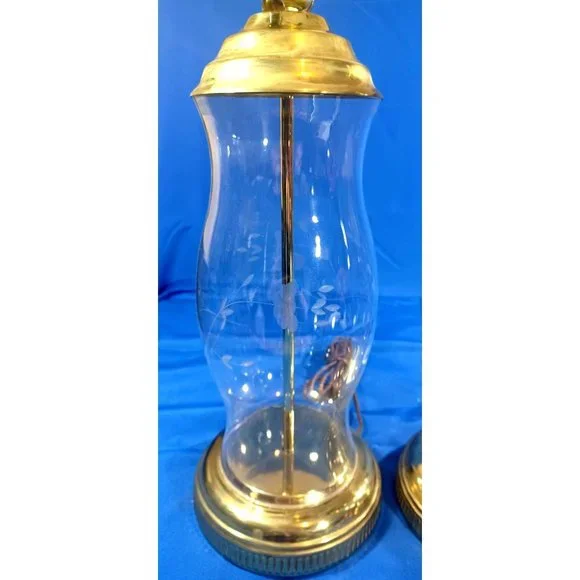 2 Vintage  28" Tall Princess House Heritage Brass Crystal Table Lamps Set Rare - Picture 6 of 11